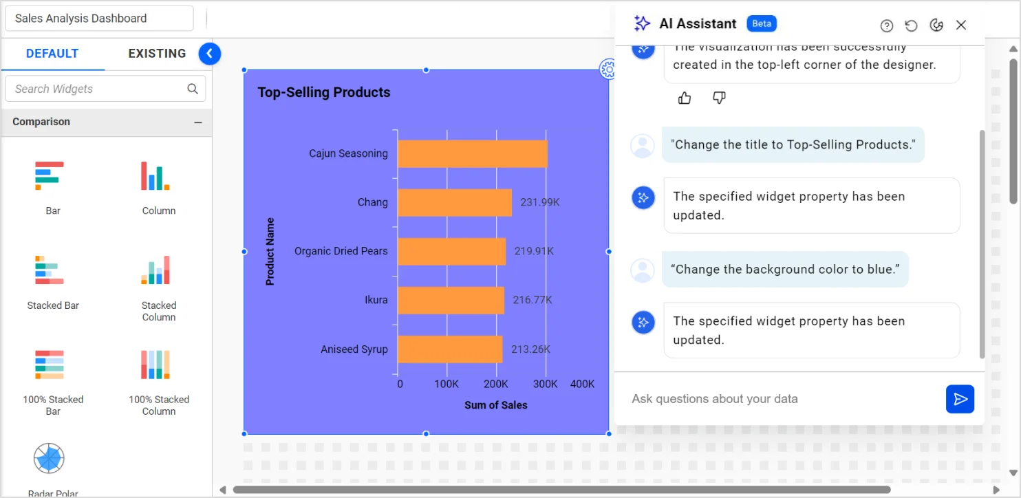 Changing the Background Color of a Visual using AI Assistant Feature