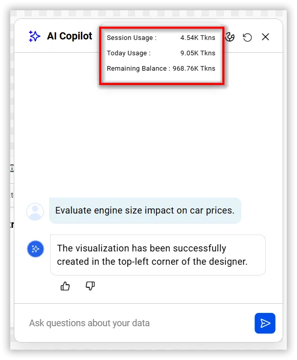 Improved displaying the AI usage credits from dollars to tokens