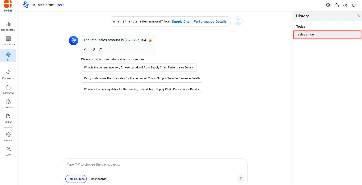Review the chat history