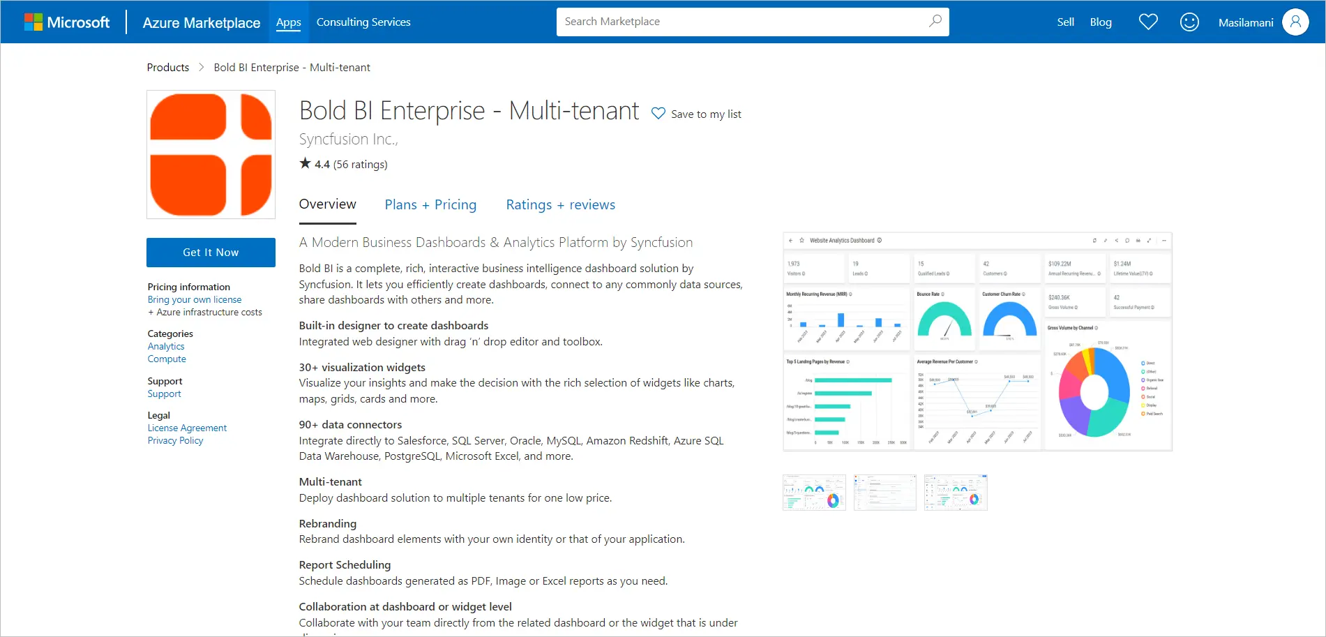 Bold BI Showcased on Microsoft Azure Marketplace