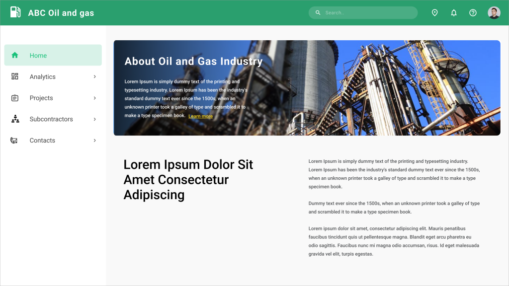  Sample Website of Oil and Gas Industry