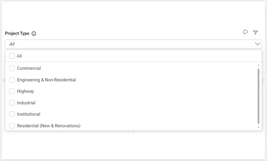 Combo Box Widget for Selecting Construction Project Types