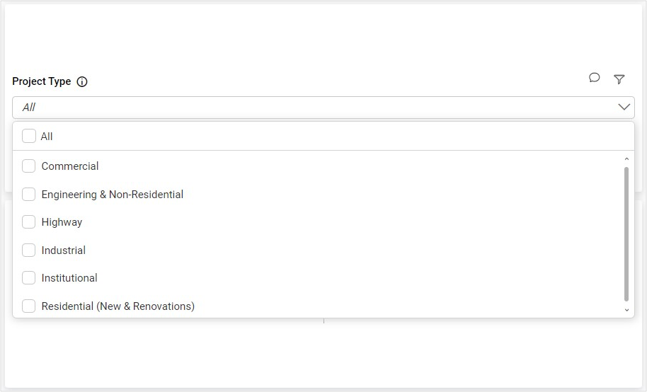 Combo Box Widget for Selecting Construction Project Types