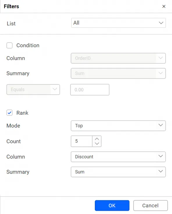 Widget Data Filtering