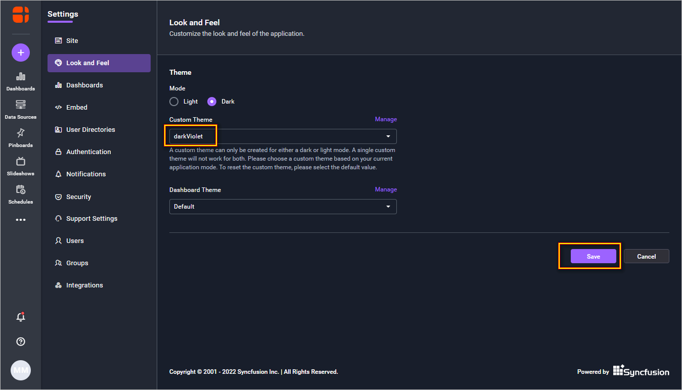 Saving Applied Violet Theme