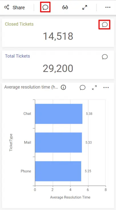 Comments in the dashboard
