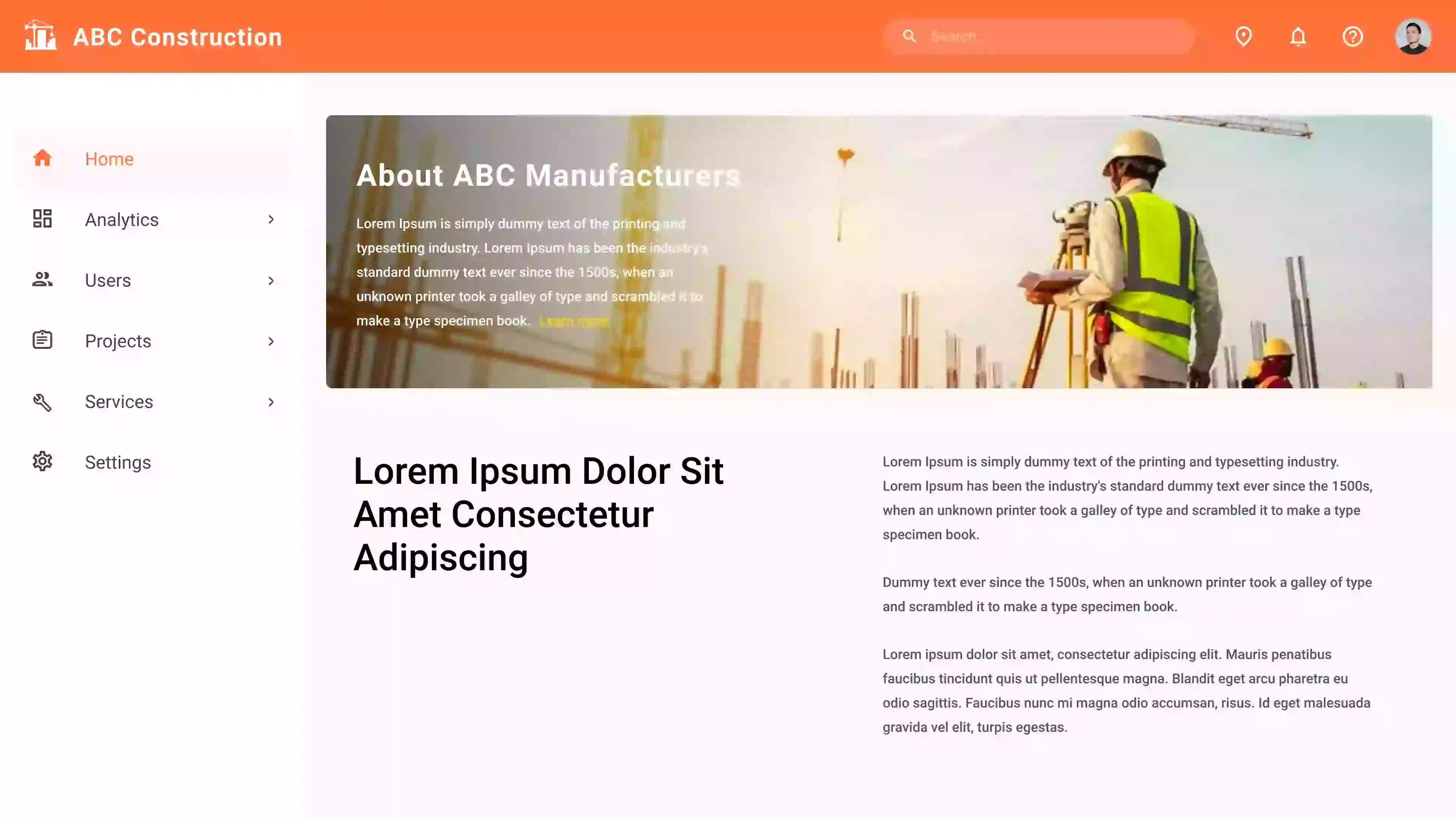 Sample Website of a Construction Company