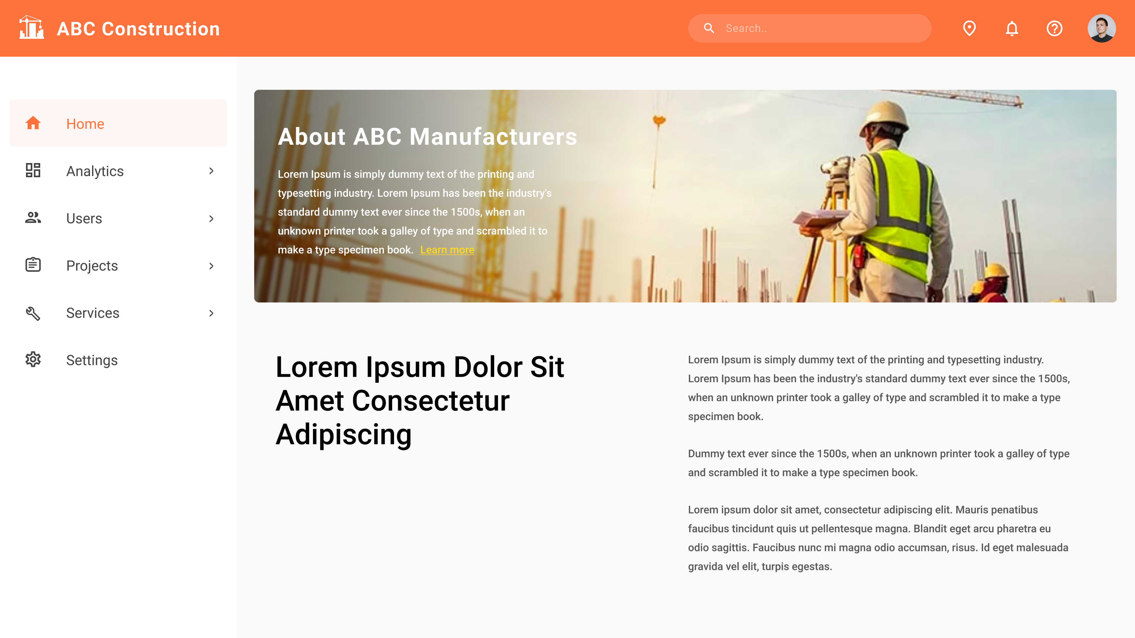 Sample Website of a Construction Company