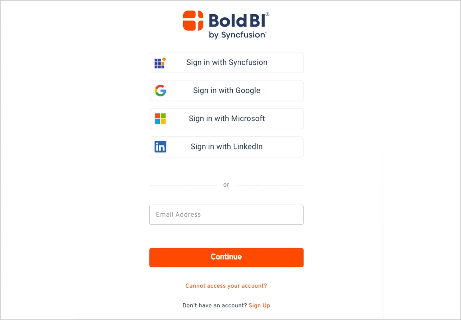 Bold BI Account Setup Options