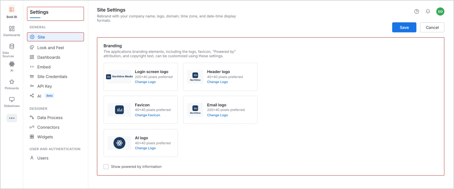 Applying custom branding to create a white-labeled analytics portal
