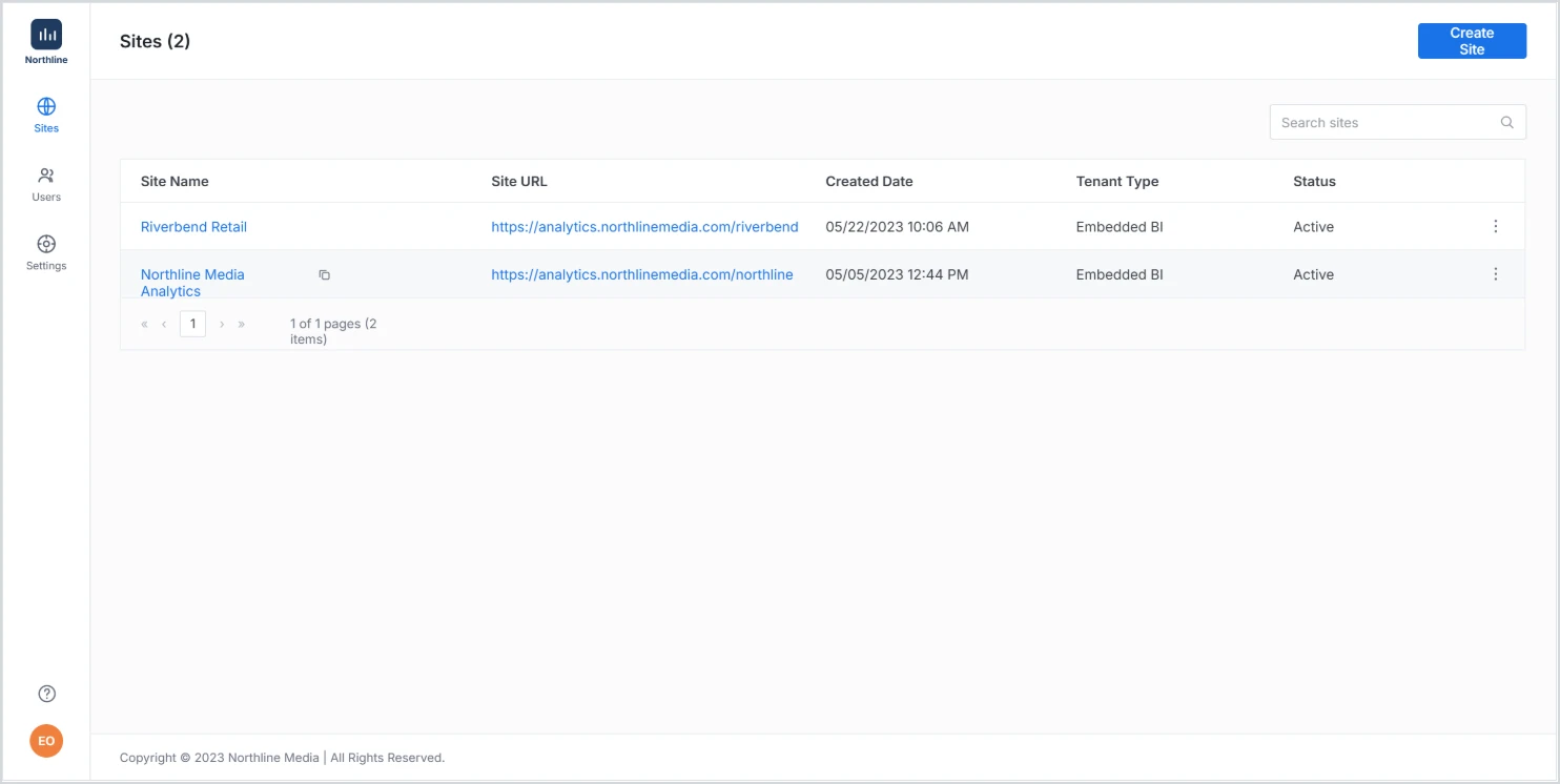 Managing multiple customer tenant sites from a centralized portal