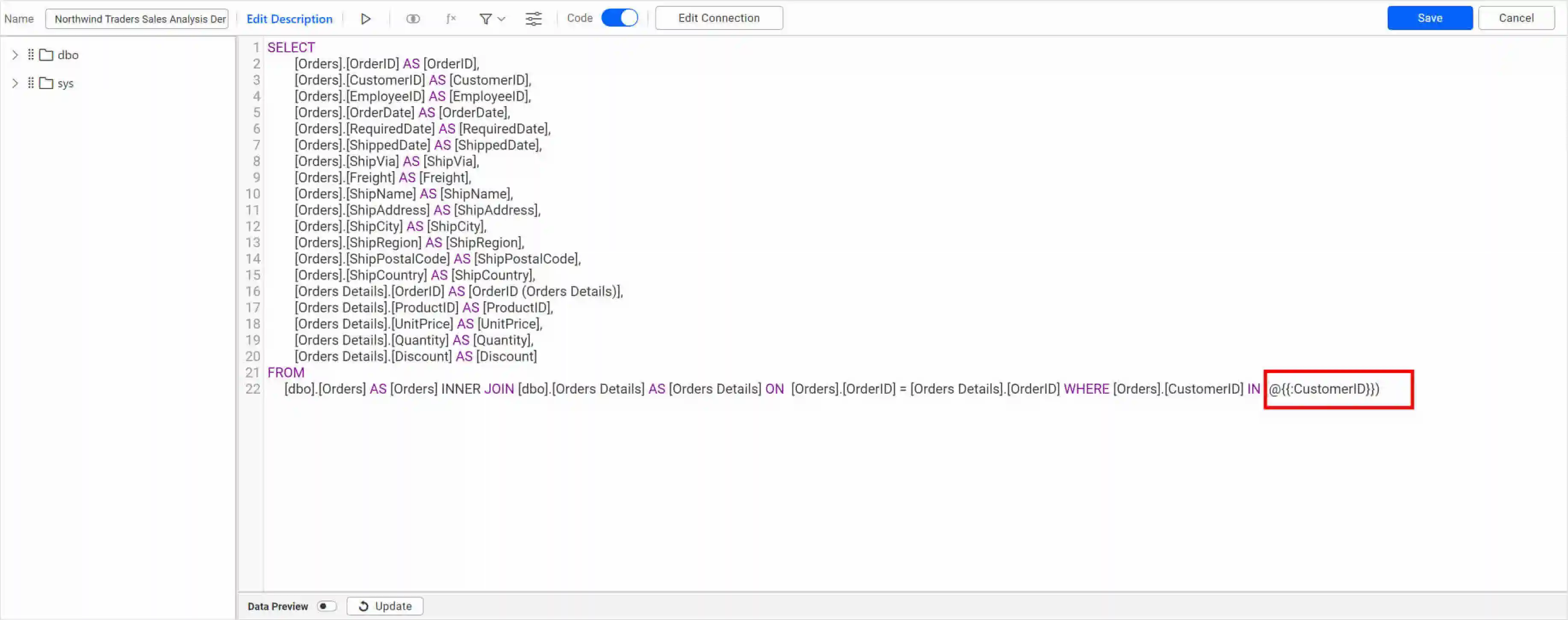 Adding a Parameter to a Custom SQL Query