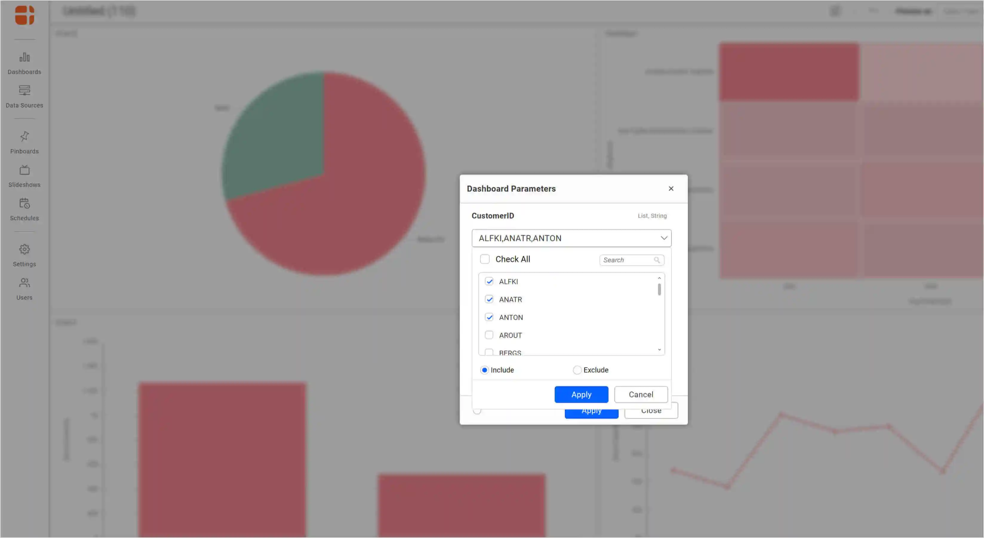 Modifying the Dashboard Parameters in the Viewer