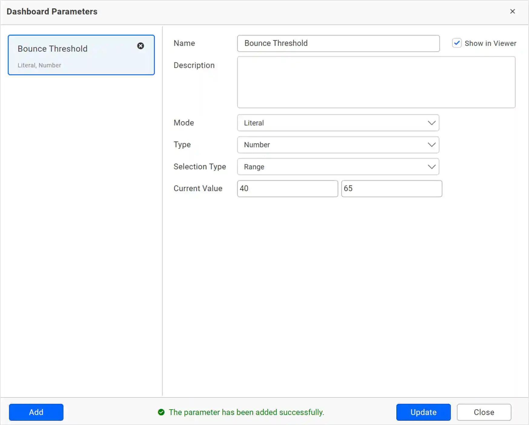 Creating a Numeric Range Parameter