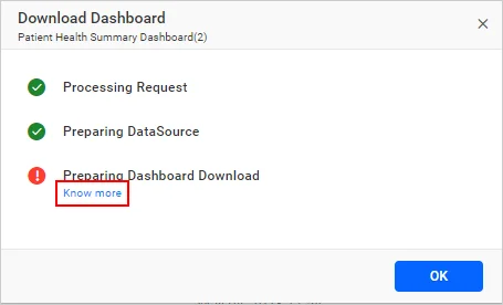 Dashboard Status Dialog