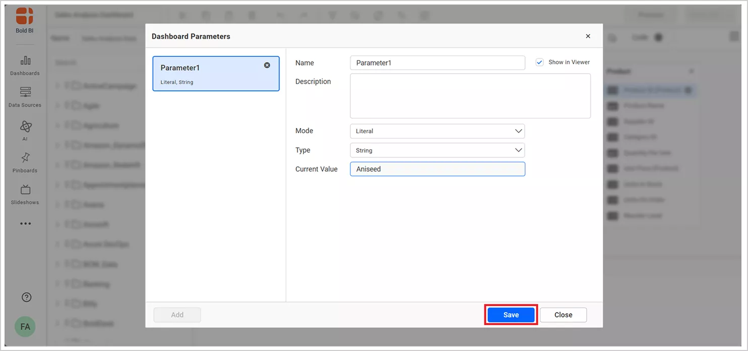 Dashboard Parameter Settings