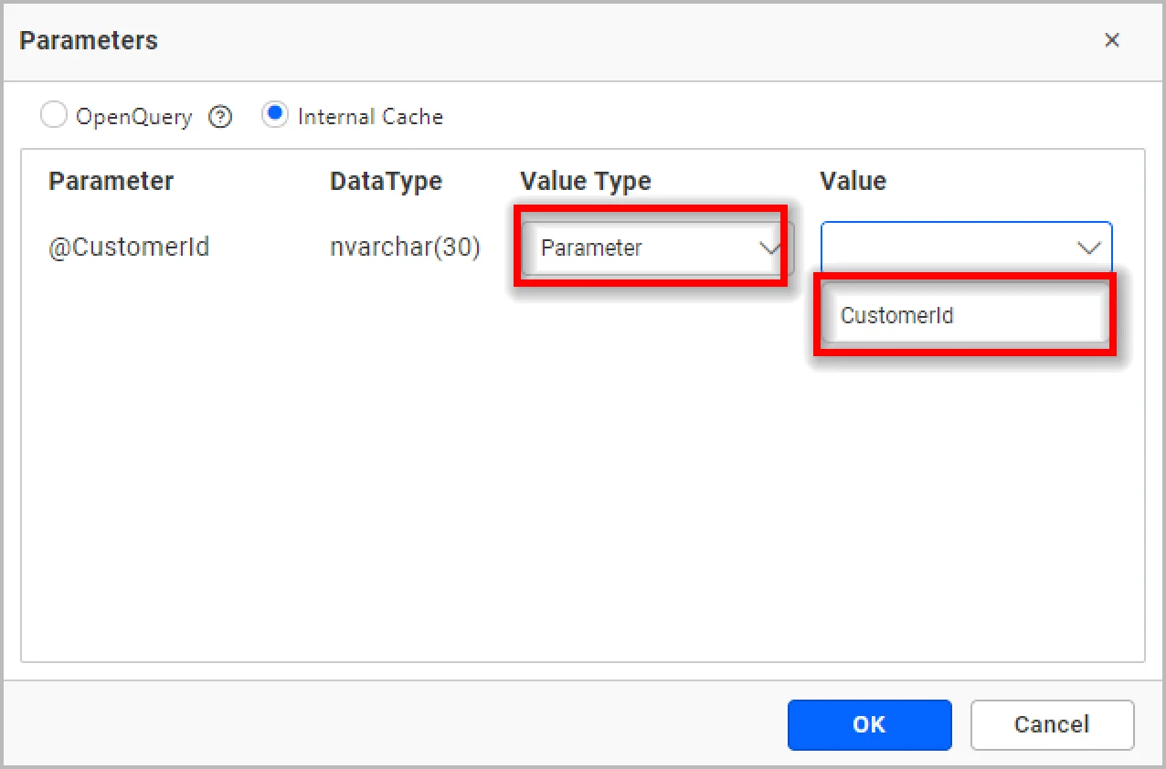 Using a dashboard parameter in a stored procedure