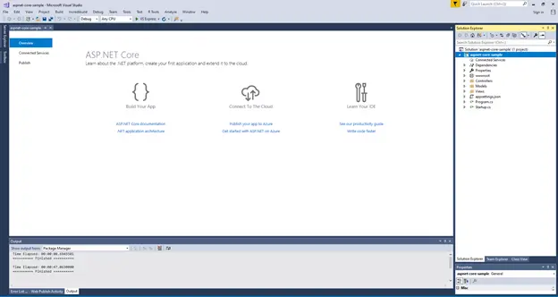 Creating the ASP.NET Core application successfully