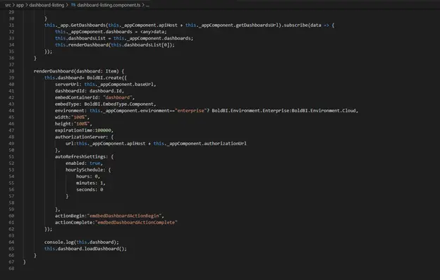 Creating a dashboard-listing.component.ts file