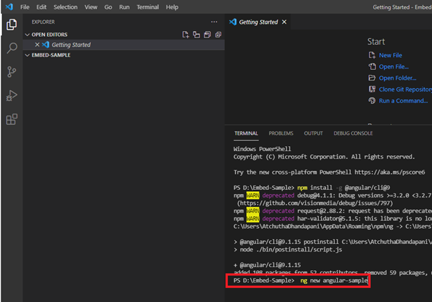 Creating a new project in Visual Studio Code
