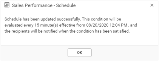 Data Alert Scheduled Confirmation Dialog