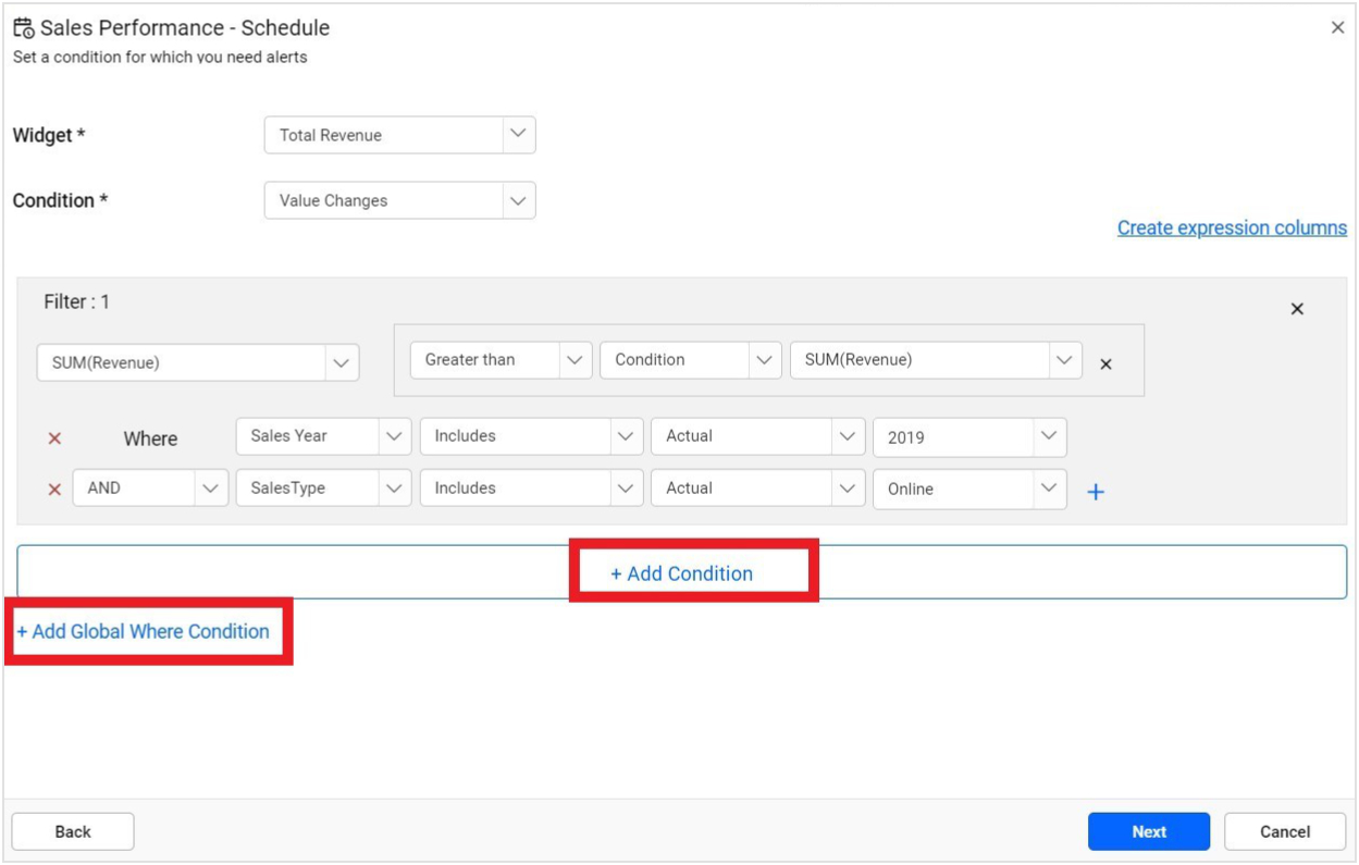 Global Where Condition for Data Alert Configuration