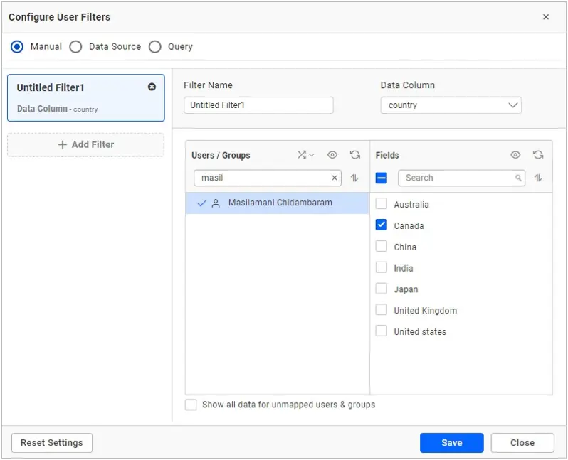 Configure user-based filter in Bold BI