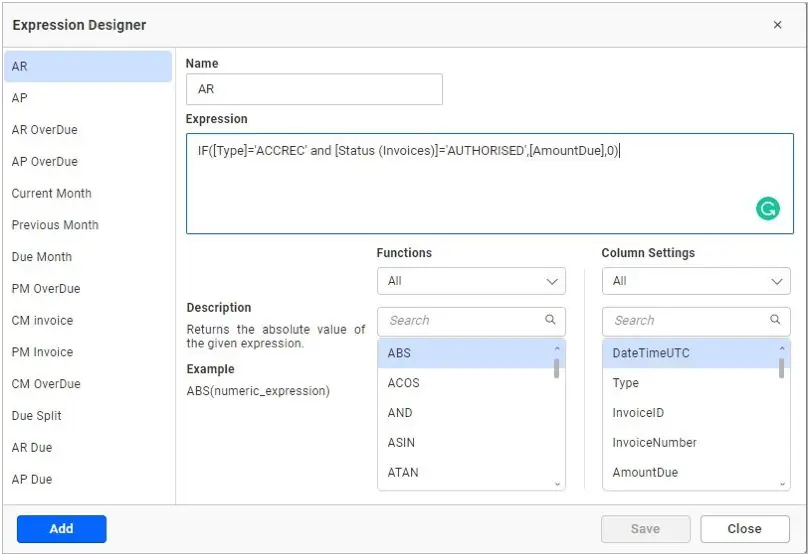 Expression Designer window