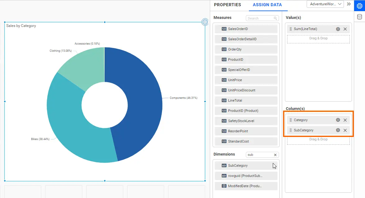 Adding Drill-Down to a Pie Chart