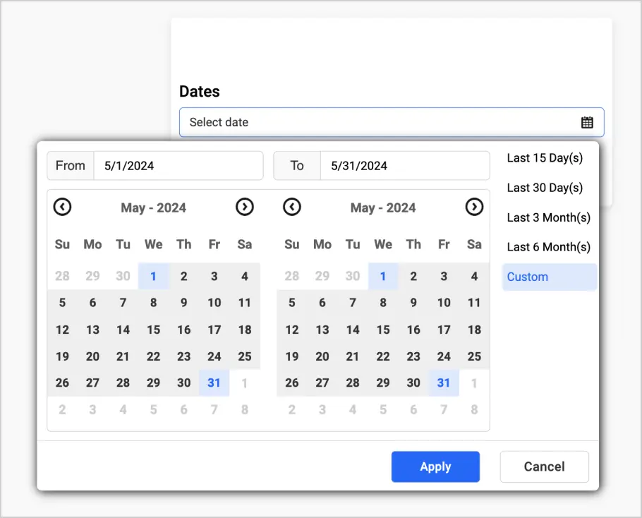 Fixed Calendar Selection Feature