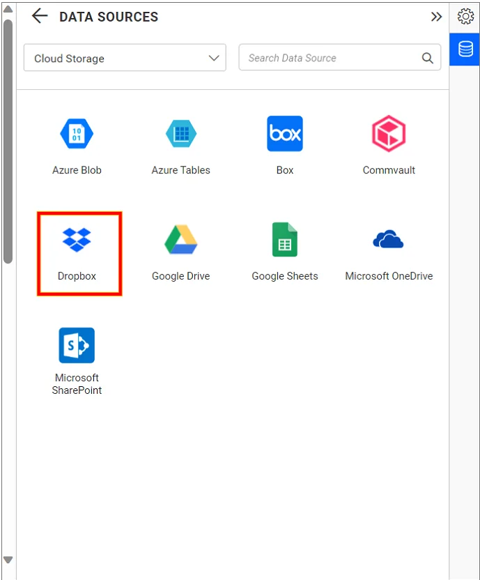 Data Connection Listing Panel