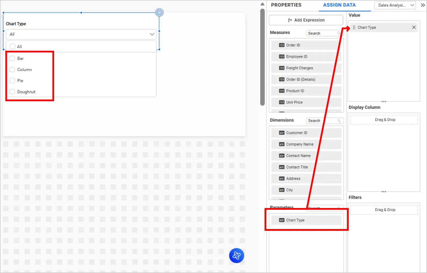 Assign data in the designer