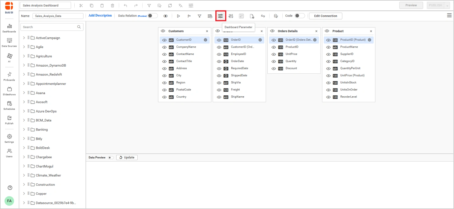Parameter option in designer