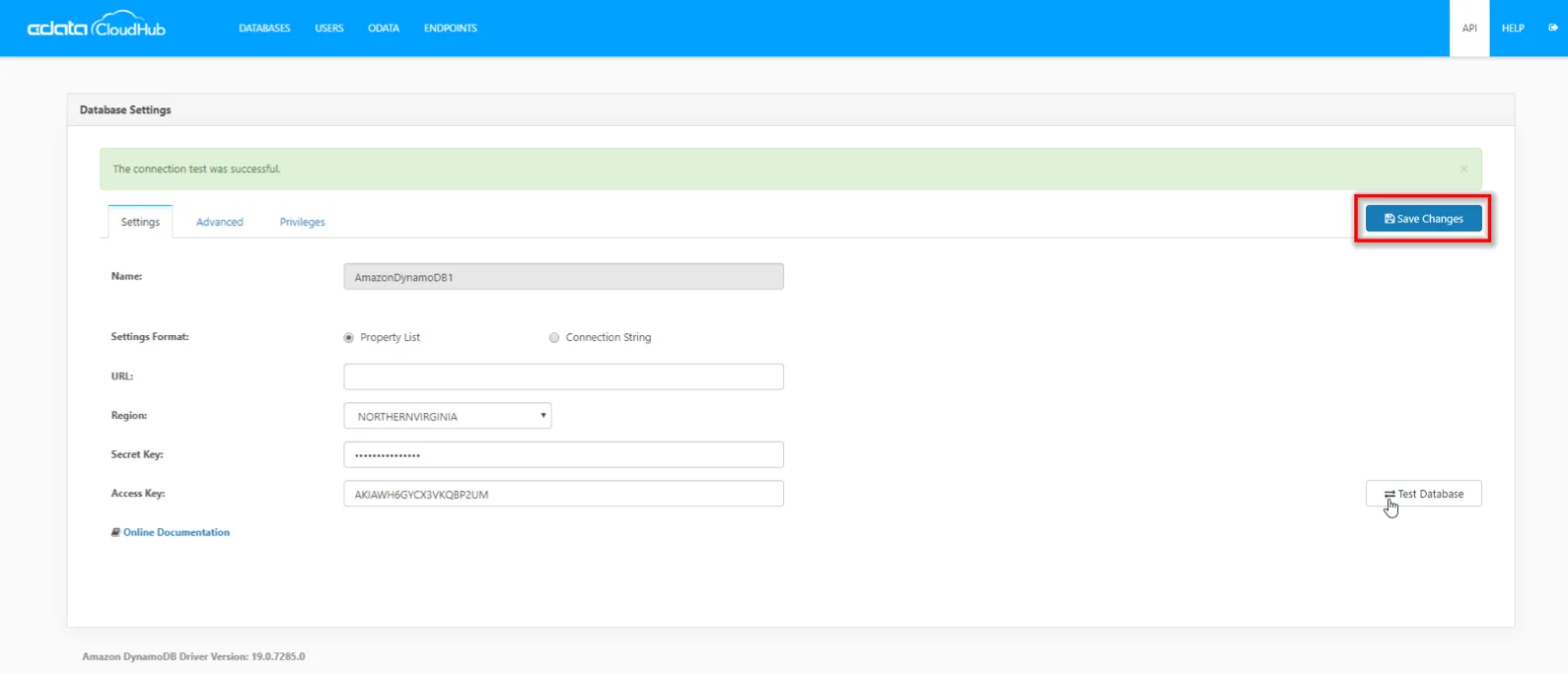 Save database in CData Connect Cloud