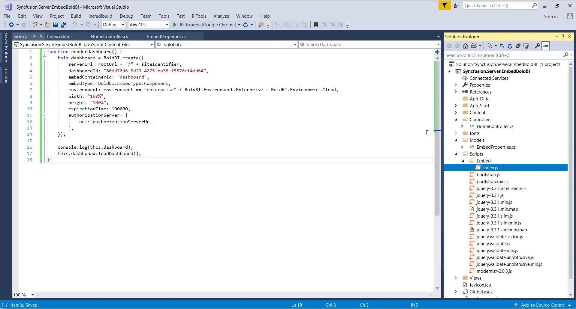 Create Index.js File and Define Bold BI Embedding Instance