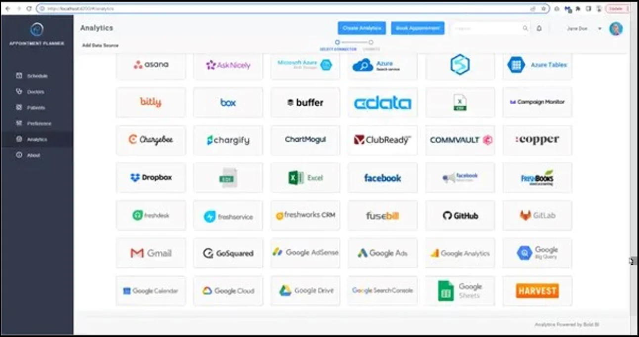 Creating a data source in an application