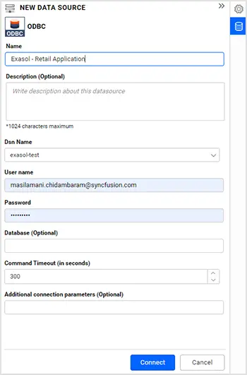 Data source editing window