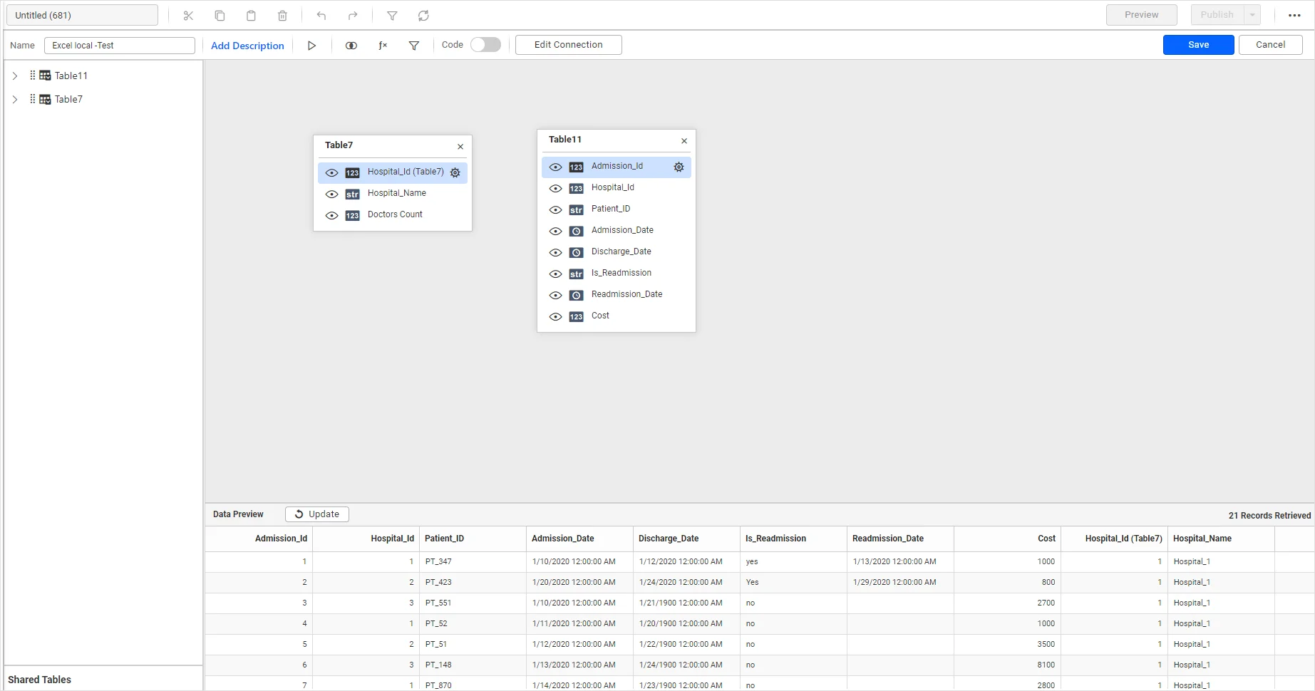Data source editing window