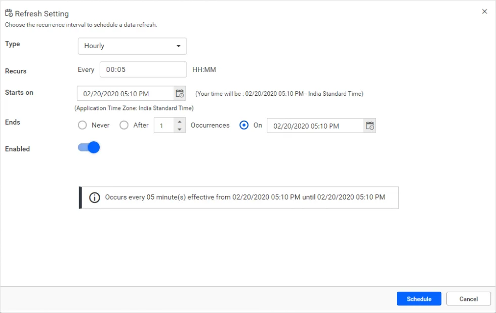 Refresh setting window