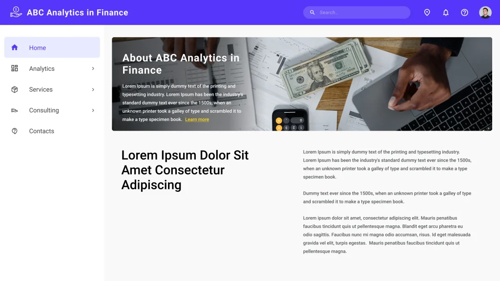 Sample Website of a Finance Dept.