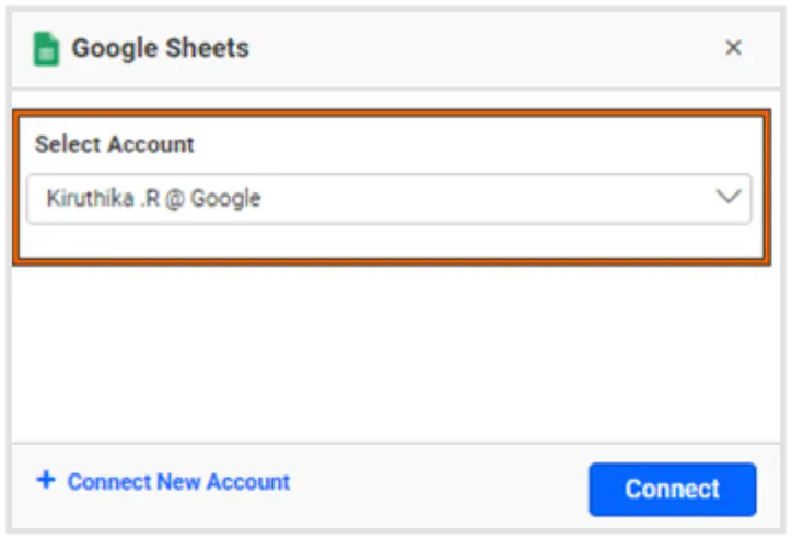 Window for choosing a Google account