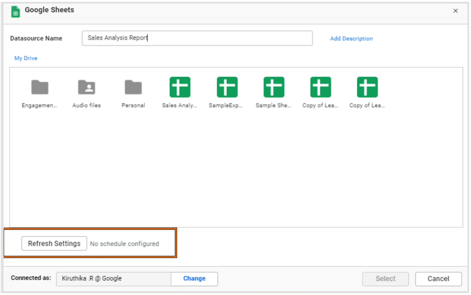 Refresh Settings—while connecting to Bold BI