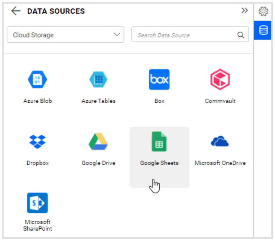 Cloud Storage listing page
