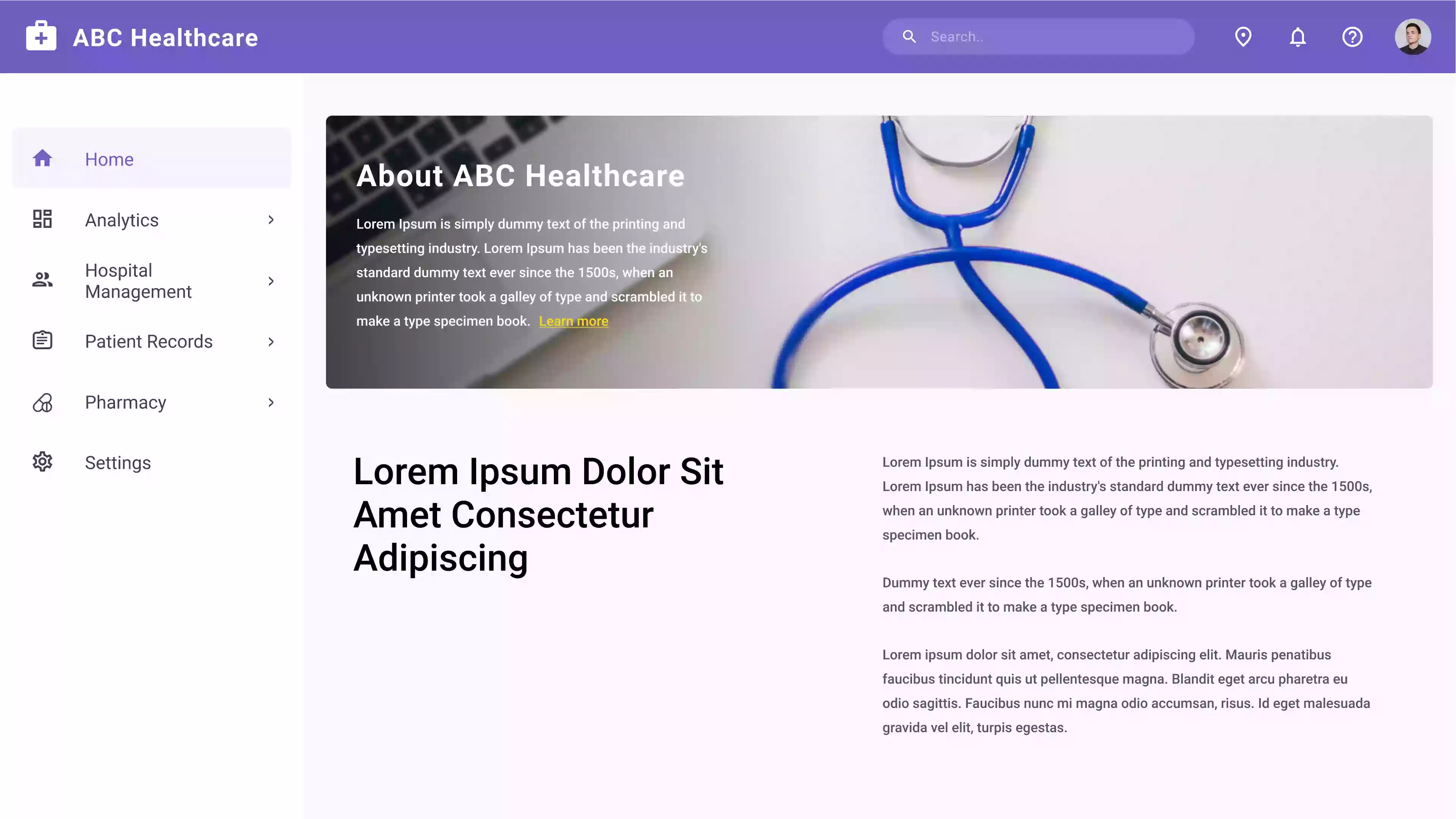 Sample Website of a Healthcare Company