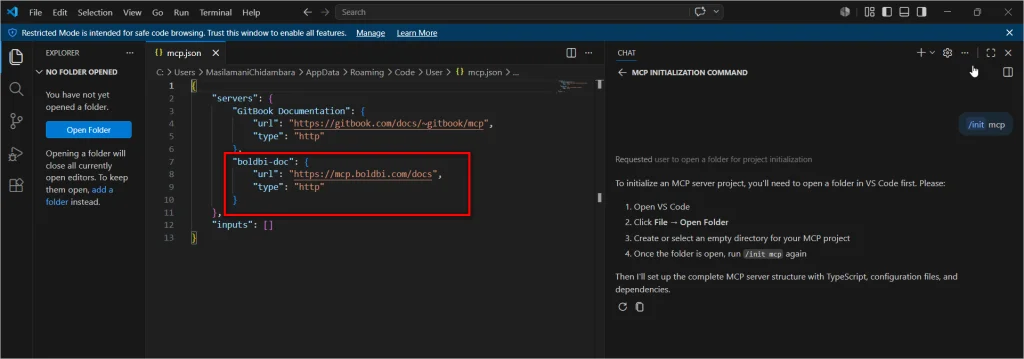 Add the Bold BI MCP Server Configuration