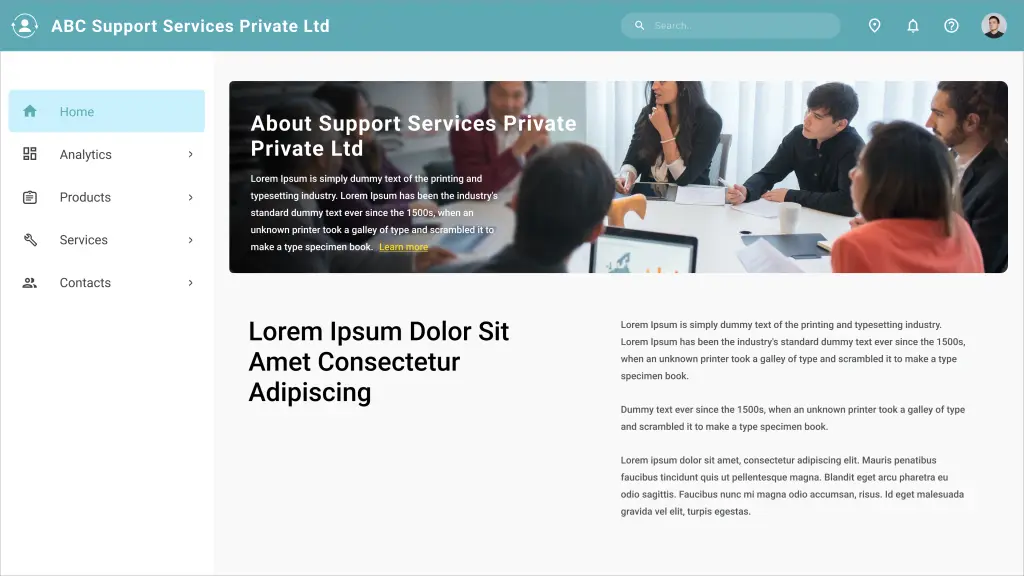 Sample Website of a Support Services Department