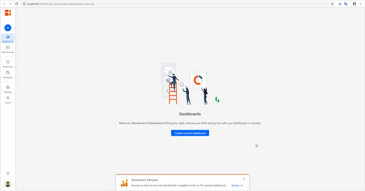 Homepage view in Bold BI Enterprise application