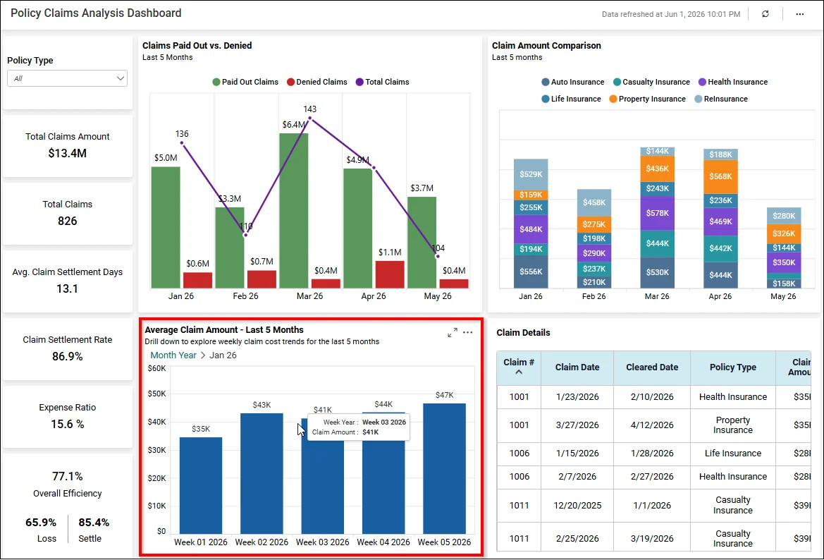 Policy Claims Analysis Dashboard