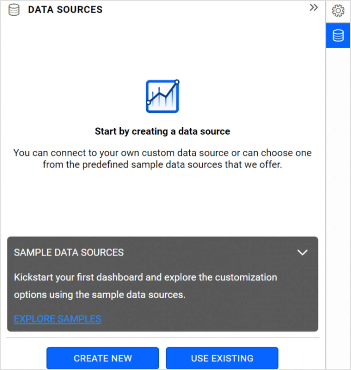 An empty data source panel