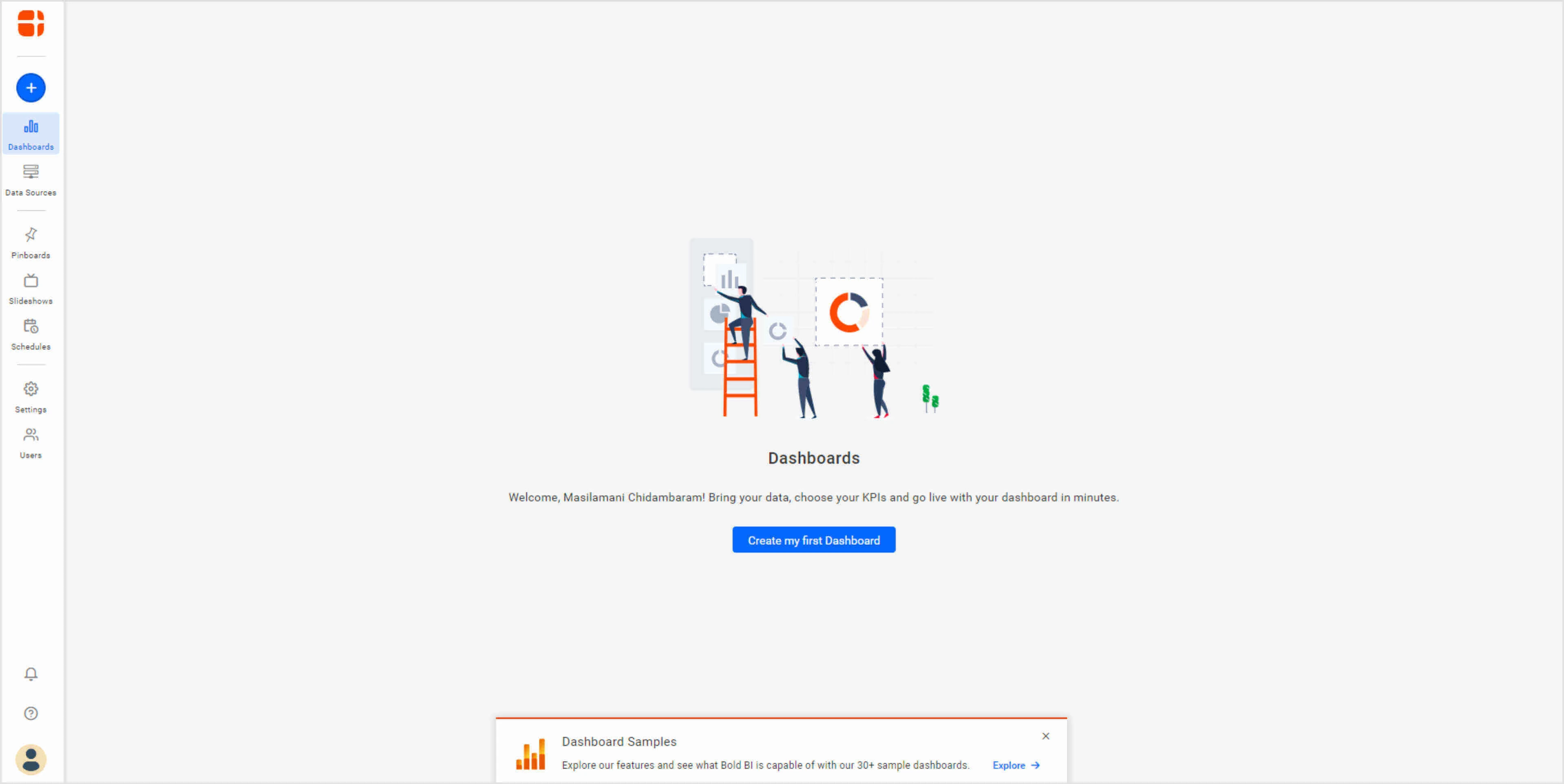Home page view of Bold BI